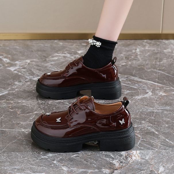 2026 Summer Leather Loafers For Women – Round Toe Low-Heel Lace-Up Platform Shoes With Breathable Textile Insole And Durable Rubber Sole_vogvips.com