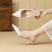Qianluhui Sweet Lady Style Bowknot High Heels Summer New Thin Heel Pointed Toe Closed Back 6cm Sandals_vogvips.com