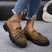 Shoes Leopard Print Shoes Retro All Match Deep Mouth Lace Up Thick Soled Casual Shoes_vogvips.com