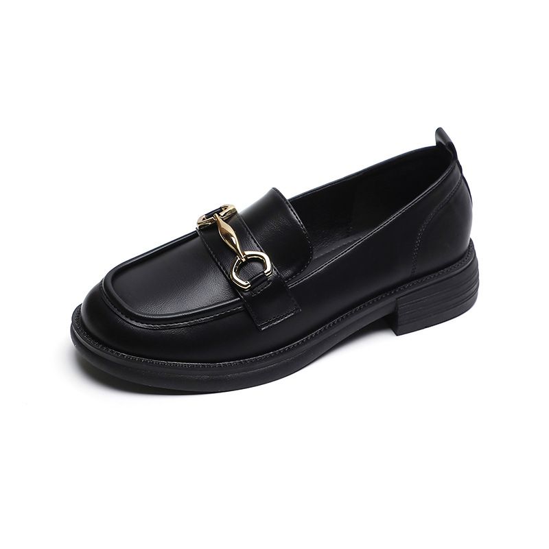 Platform Loafers Women's Round Head One Pedal Soft-soled Single Shoes British Style Small Leather Shoes_vogvips.com