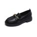 Platform Loafers Women's Round Head One Pedal Soft-soled Single Shoes British Style Small Leather Shoes_vogvips.com