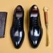 Black leather shoes men's leather pointed lace-up business dress Men's British wedding groom men's shoes Derby shoes wholesale_vogvips.com