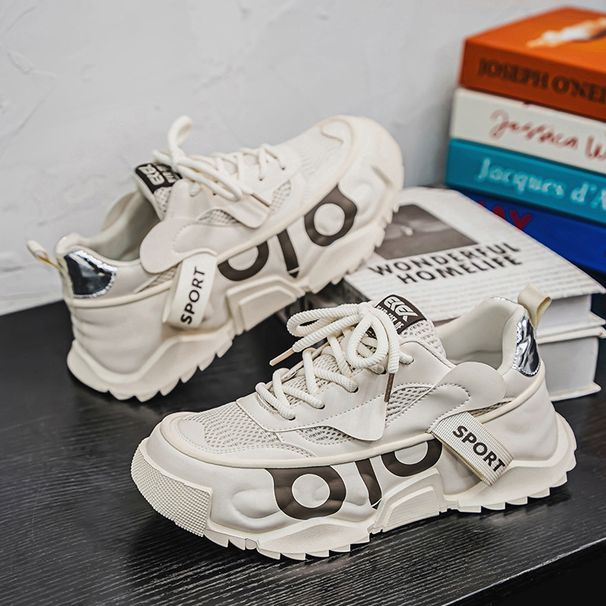 Plus Size 46 47 Men's Trendy Breathable Mesh Sneakers Chunky Sole Comfortable Casual Original Slip-On Footwear Tenis_vogvips.com