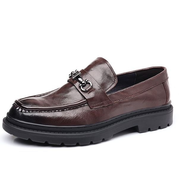 New men's business casual leather shoes dress breathable non-slip men's shoes leather platform loafers_vogvips.com