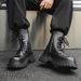Skinny Short Boots Retro Tooling Boots Thick-soled Heightening Martin Boots Lace-up Men's Boots_vogvips.com