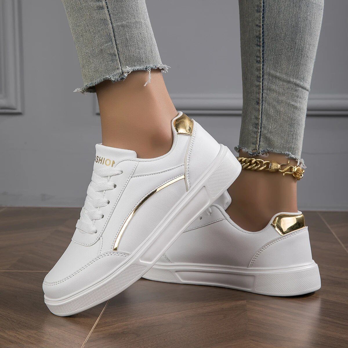 Baasploa Casual Leather Platform Sneakers For Women Classics Comfort Skateboarding Shoes Non-Slip_vogvips.com