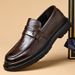 New Men's Leather Slip-On Business Wedding Interview No-Tie Thick Sole British Casual Shoes_vogvips.com