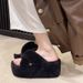 Autumn Winter 8CM Thick Sole For Women 2025 New Home Cross Furry Cotton Slippers_vogvips.com