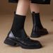 Martin For Women, Autumn And Winter Thick-Soled Short Knitted Stretch Sock Boots, Chunky Heel Small Leather Shoes,_vogvips.com