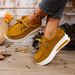 Autumn New Fashion Round Head Lace-up Solid Color Womens Loafers Casual Leather Women's Thick Soled Shoes_vogvips.com