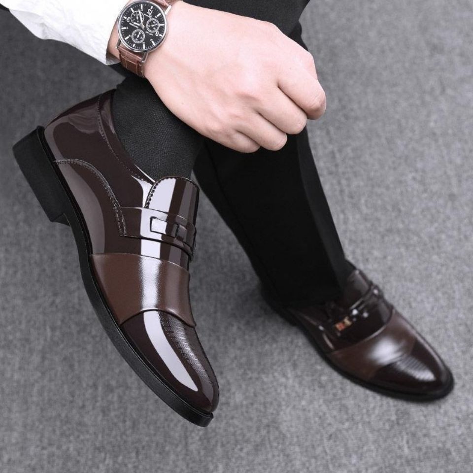 Men's Fashionable Pointed Toe Leather Shoes High End Style Business Casual Cross Border New Trend Formal Wear_vogvips.com