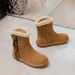 Snow Boots With Lining, Thickened Women's Sheepskin Retro Fleece Lined Fur Cotton Shoes, Casual Short Boots, 2025 Winter_vogvips.com