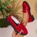 Women's Plus Size Bow Loafers – British-Inspired Slip-On Shoes With Comfortable Cushioning For Autumn & Winter Casual Wear_vogvips.com