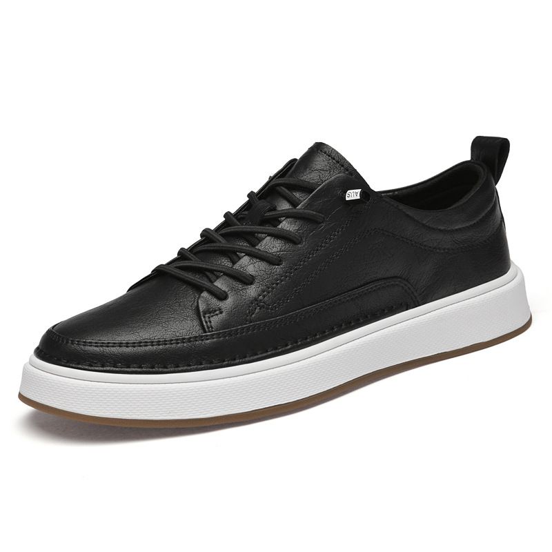 Leather Board Shoes Men's Casual Leather Shoes Men's Simple Little White European Station Men's Shoes_vogvips.com