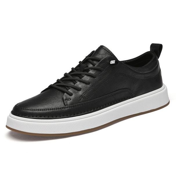 Leather Board Shoes Men's Casual Leather Shoes Men's Simple Little White European Station Men's Shoes_vogvips.com