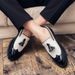 Euro Step Thick-Soled Spring And Autumn Large Size Slip-On Pointed Toe Leather Tassel Brogue Nightclub Hairstylist Trendy Men's_vogvips.com