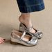 Gentle French Mary Jane For Women, Comfortable Hidden Wedge, Bowknot Strap, Versatile Casual Ballet Style Single Shoes_vogvips.com