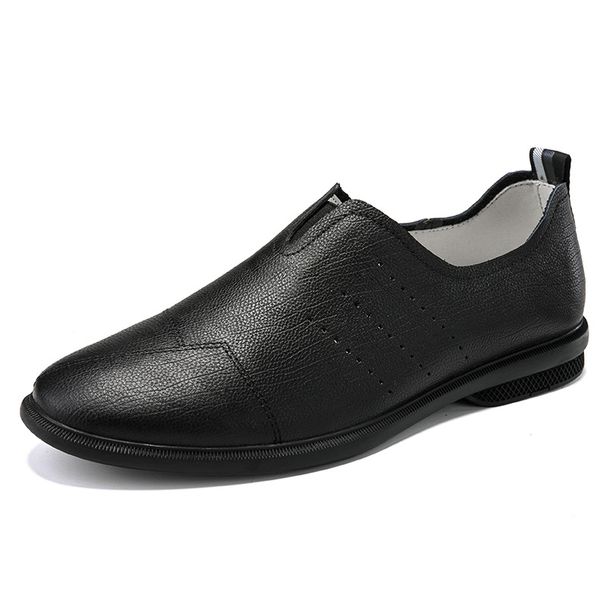 Casual Doudou Shoes Men's Shoes Solid Color Driving First-layer Leather Shoes Overfitting Lazy Shoes_vogvips.com