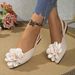 Women's Floral Flat Sandals Pointed Toe Slip-On Summer Style plus Size Closed Toe Shoes_vogvips.com