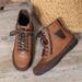 Women's Shoes Large Size Fashion Short Boots Autumn And Winter New Round Head Lace Up Plus Velvet Thickened Flat Bottom Martin Boots_vogvips.com