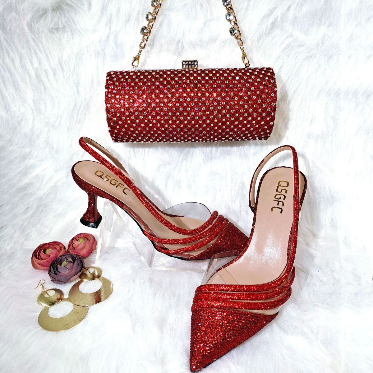 Women’s Shoes Pointed toe women's shoe and bag set Cylindrical clutch bag Simple and elegant Fashion high heels_vogvips.com