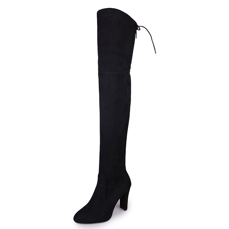SHLIANG Fashion Over The Knee Women Boots Stretch Fabrics High Heel Slip On Shoes Pointed Toe Woman Long Boots Size Plus Size 34-43 SB202_vogvips.com