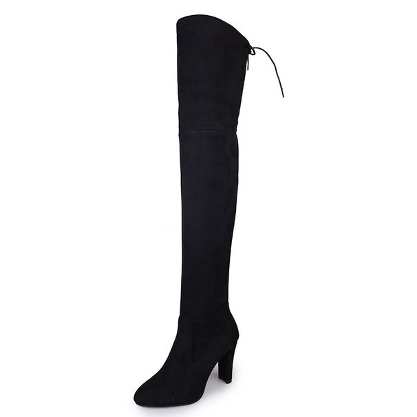 SHLIANG Fashion Over The Knee Women Boots Stretch Fabrics High Heel Slip On Shoes Pointed Toe Woman Long Boots Size Plus Size 34-43 SB202_vogvips.com