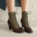 40-45 Foreign Trade Cross-Border Plus Size Women's Autumn Winter Color Block Cross Lace Mid-Heel Short Martin Boots H282_vogvips.com