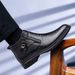 Men's Embossed Crocodile Chelsea Boots Pointed Middle Top Short Boots Wind Martin Boots Men's_vogvips.com