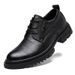 Embossed Grid Casual Men's Shoes Large Size Lace-up First Layer Thick Sole Heightening Men's Leather Shoes_vogvips.com