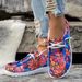 Floral Print Slip-On Casual Shoes For Women - Breathable Canvas Low-Top Sneakers With Elastic Band, Lightweight Comfort For Spring Summer Fall"_vogvips.com
