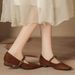 H8563-2 Mary Jane Soft Sole Comfortable Retro Small Square Toe Low Heel Women's Suede College Style Single Shoes_vogvips.com