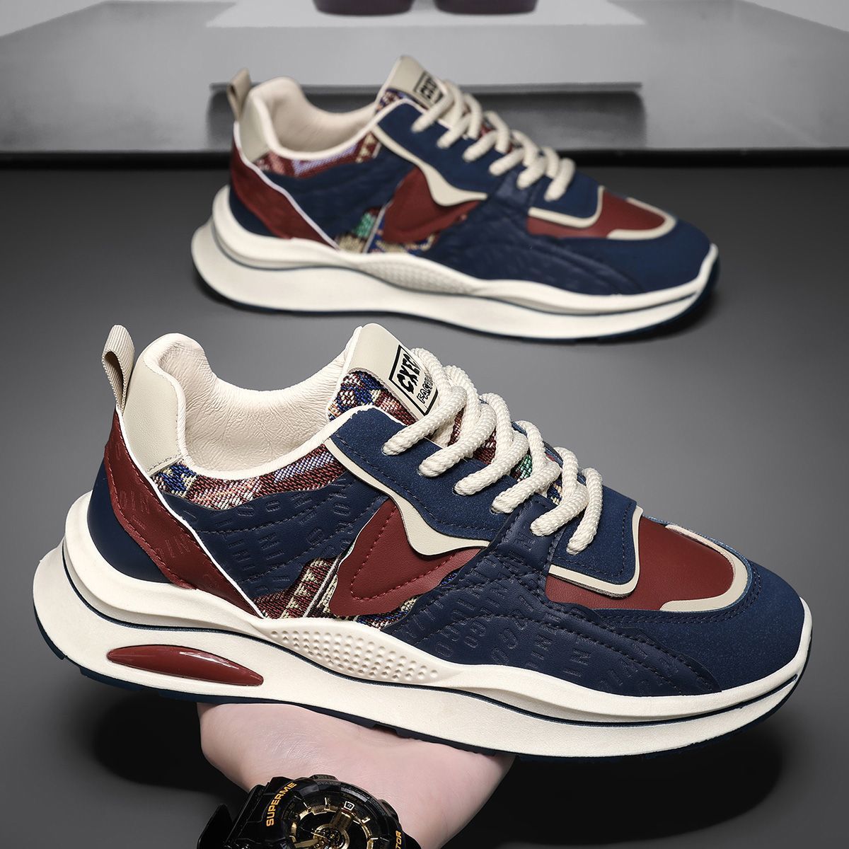 Men's Shoes Casual Sneakers With Thick Soft Sole, Lightweight Breathable Walking Shoes, Round Toe Low Top Lace-Up Fashion Shoes For Daily Wear_vogvips.com