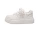 Women's Same Style Genuine Leather Thick Bottom Breathable White Shoes Round Toe Lace Up Casual Sneakers Women's Height Increasing Sports Shoes_vogvips.com