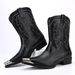 Regal Footwear Men's Casual Embroidered Pointed Toe Denim Boots_vogvips.com