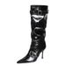 919-36 Women's Sexy Stiletto Heel Over-the-Knee Long Pointed Toe Pleated Belt Buckle Ruched Riding Boots_vogvips.com