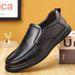 Suitable For All Seasons For Men 2026 Autumn Round Toe Soft Leather Men's Slip-On Casual Dad Shoes Trendy_vogvips.com