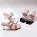 Women's Shoes Summer Fashionable Sandals With Crystal Stiletto Heels, Versatile And Comfortable, Solid Color, One Strap Rhinestone Sandals_vogvips.com