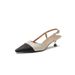 9560-1 French Mid-Heel Pointed Toe Backless Thin Heel Sandals For Women Summer Small Fragrance Style Color-Block High_vogvips.com
