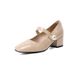 Spring 2026 And Autumn New Mary Jane Pearl Versatile French Style Chunky Heel Single Shoes Women's Mid-Heel Genuine Mid-_vogvips.com