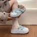 French-style Sweet Bow-tie Closed-toe Slippers For Women, 2026 Spring-summer New Thick-soled Slip-on Shoes_vogvips.com