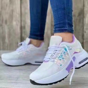 Women’s Shoes Casual Couple Single Shoes Women's Thick Soled Flying Woven Sports Shoes Large Size Foreign Trade Lace Up Women's Shoes_vogvips.com