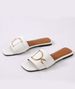 New Plus Square Metal Buckle Fluorescent Flat Slippers For Women, Fashionable Color_vogvips.com