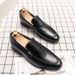 Suitable For All Seasons 2025 Spring New Slip-On Men's Leather Shoes Pointed Toe Casual Loafers Men_vogvips.com