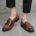 Euro Step British Style Genuine Leather Casual Pointed Toe Autumn Korean Version Youth Loafers Versatile Height Increasing Trendy_vogvips.com