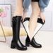 Winter Genuine Wool Women's Thick High Fleece Lined Riding Mid Heel Cotton Leather Full Cowhide Long Boots_vogvips.com