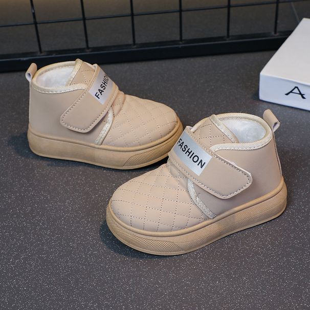 Kids' Fleece-Lined Winter Boots – Soft Rubber Sole, Non-Slip, Unisex (Khaki/Black), Sizes 22-33 (14-20.2cm Insole)_vogvips.com