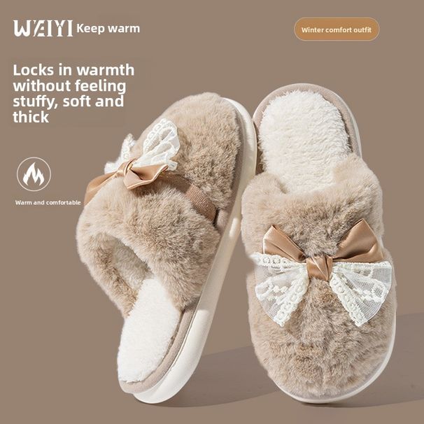 Cotton Slippers Women's Autumn And Winter 2025 New Indoor Home Non-slip Soft Bottom Plush Warm Confinement Cotton Drag Winter_vogvips.com