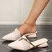 Elegant Pointed Toe mid Heel Women's Slippers Chunky Metallic Heel plus Size Closed Toe Half Slippers for Autumn_vogvips.com