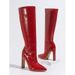 Fashion Boots With Chunky Heel, Pointed Toe & Side Zipper - Elegant Satin Upper & Diamond Accents For Stylish Outfits Stone Pattern Pointed Toe Boots_vogvips.com
